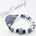 attache tetine silicone personnalisee hexagone leopard grise 2 | Sublimez moi