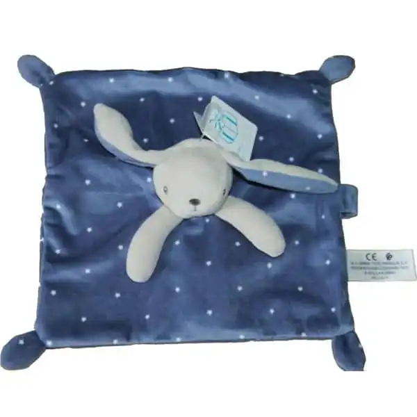 Doudou Lapin Bleu Etoile a personnaliser par broderie au prénom de l'enfant